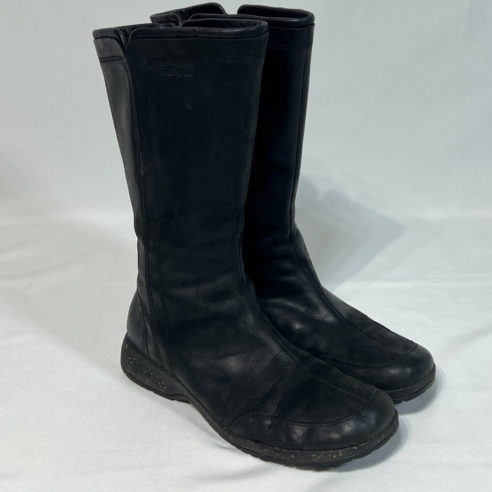 Teva Capistrano Black Leather High Zip Up Waterproof Women's Boots US 10